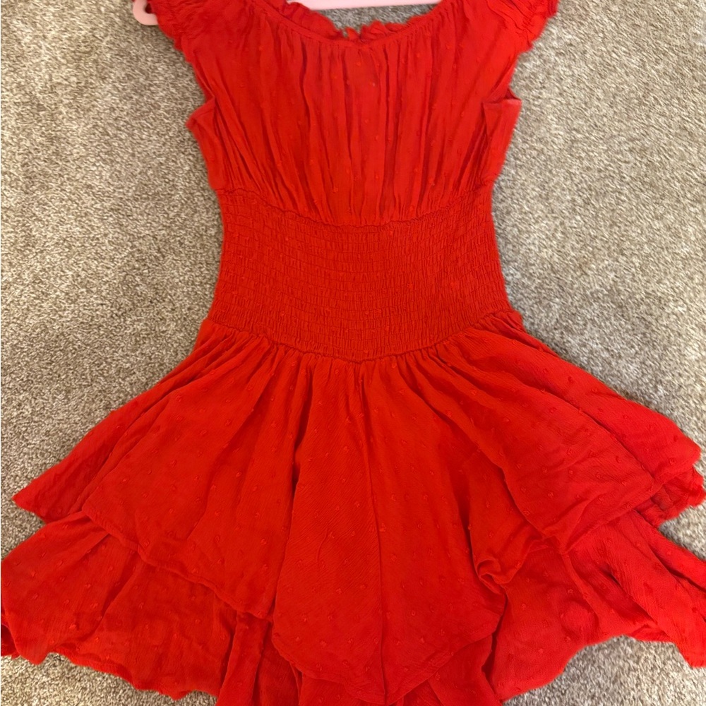 Red Ruffled Romper - Picture 2 of 3